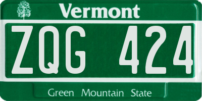 VT license plate ZQG424