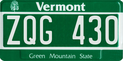 VT license plate ZQG430