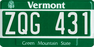 VT license plate ZQG431