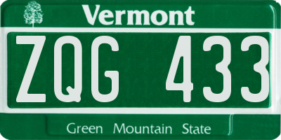 VT license plate ZQG433