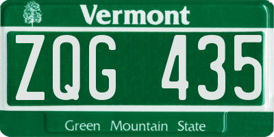 VT license plate ZQG435