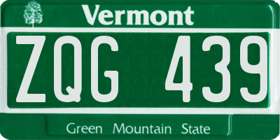 VT license plate ZQG439