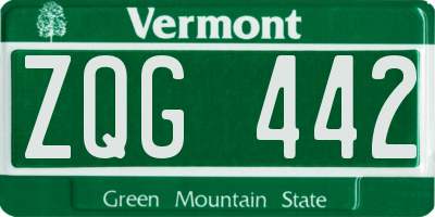 VT license plate ZQG442