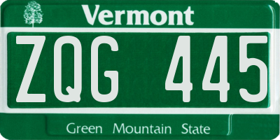 VT license plate ZQG445