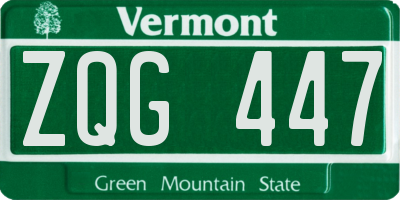 VT license plate ZQG447
