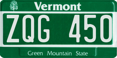 VT license plate ZQG450