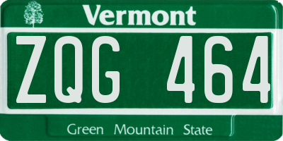 VT license plate ZQG464