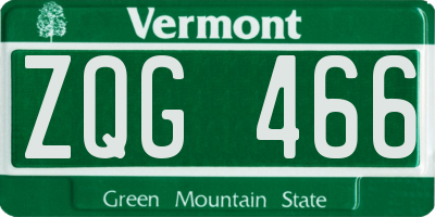 VT license plate ZQG466