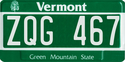 VT license plate ZQG467
