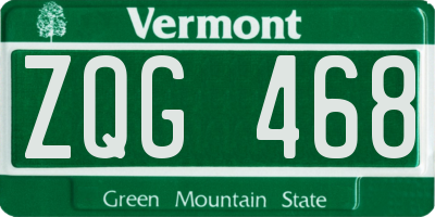 VT license plate ZQG468
