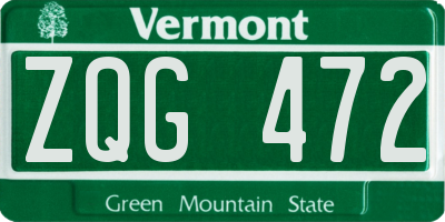 VT license plate ZQG472
