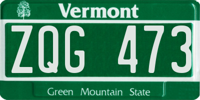 VT license plate ZQG473