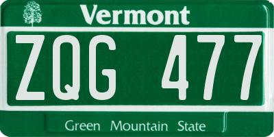 VT license plate ZQG477