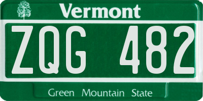 VT license plate ZQG482