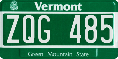 VT license plate ZQG485