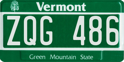 VT license plate ZQG486