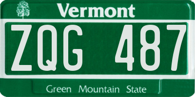 VT license plate ZQG487
