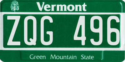 VT license plate ZQG496