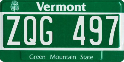 VT license plate ZQG497