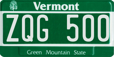 VT license plate ZQG500