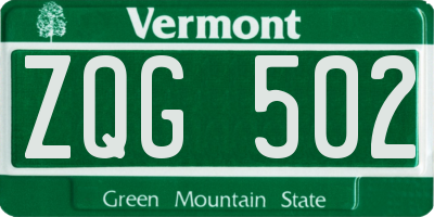 VT license plate ZQG502