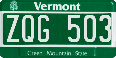 VT license plate ZQG503