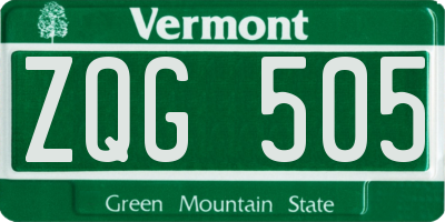 VT license plate ZQG505