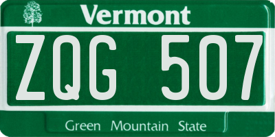 VT license plate ZQG507