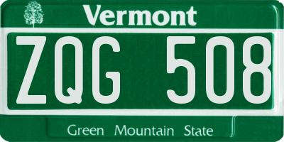VT license plate ZQG508