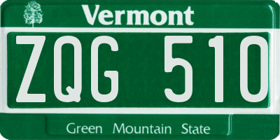 VT license plate ZQG510
