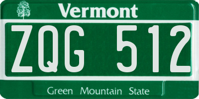 VT license plate ZQG512