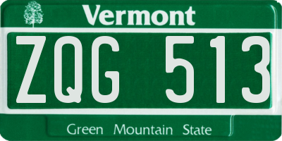 VT license plate ZQG513