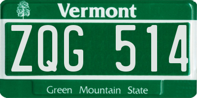 VT license plate ZQG514