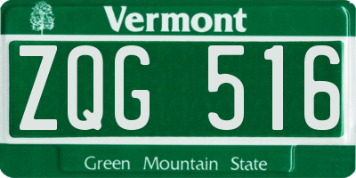 VT license plate ZQG516