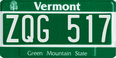 VT license plate ZQG517