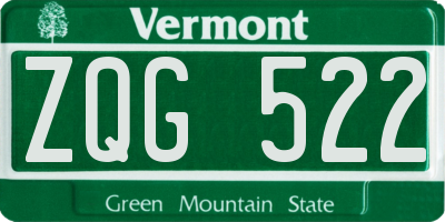 VT license plate ZQG522
