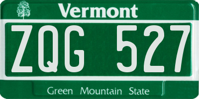VT license plate ZQG527
