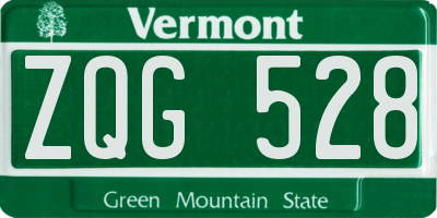 VT license plate ZQG528