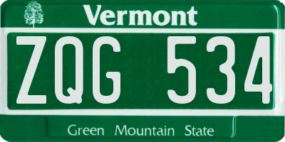 VT license plate ZQG534