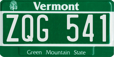 VT license plate ZQG541