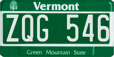 VT license plate ZQG546
