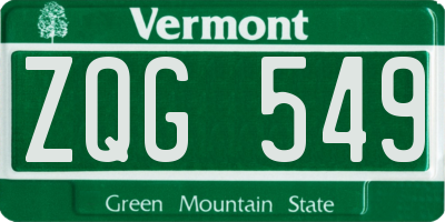 VT license plate ZQG549