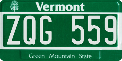 VT license plate ZQG559