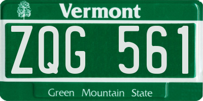 VT license plate ZQG561