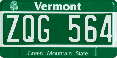 VT license plate ZQG564