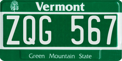 VT license plate ZQG567
