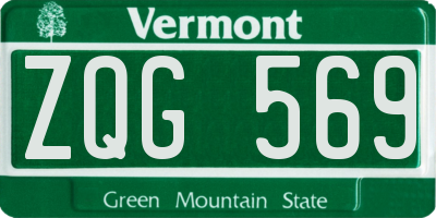 VT license plate ZQG569