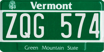 VT license plate ZQG574
