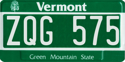 VT license plate ZQG575