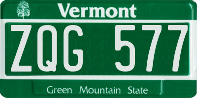 VT license plate ZQG577